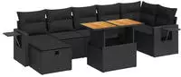 vidaXL 5tlg. Garten-Sofagarnitur mit Kissen Schwarz Poly Rattan Akazie