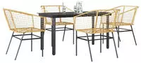 vidaXL 5-teiliges Garten-Esszimmerset Braunes Polyrattanglas