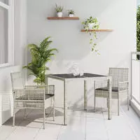 vidaXL Garten Essgruppe 3 pcs Hellgrau Poly-Rattan