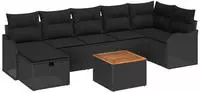 vidaXL Gartensofa-set mit Kissen 8 pcs Schwarz Poly Rattan