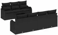 vidaXL Gartensofa-set 8 pcs Schwarz Poly-Rattan und Stahl und Glas
