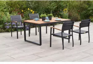 Merxx Paxos Gartenm&ouml;bel-Set 5-tlg., 4 Stapelsessel, Ausziehtisch, Aluminium (50990-307)