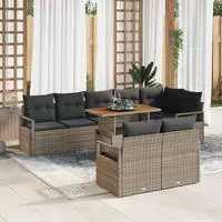 vidaXL Garten-Sofa-Set mit Kissen mit Kissen 9 pcs Grau und Braun