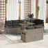 vidaXL Garten-Sofa-Set mit Kissen, 9-teilig, Poly-Rattan & Akazie, Grau (3349726)
