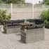 vidaXL Garten-Sofa-Set mit Kissen, 9-teilig, Poly-Rattan & Akazie, Grau (3349726)