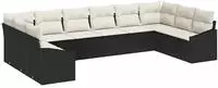 vidaXL Gartensofa-set 10 pcs Schwarz und Creme Poly-Rattan