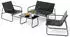 Mondeer Gartenmöbel-Set 4-teilig, Stahl & Textilene, 2-Sitzer Sofa, 2 Stühle, 1 Tisch, Schwarz