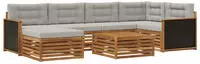 vidaXL Outdoor-Sofagarnitur mit Kissen 7 pcs Nat&uuml;rlich und Hellgrau