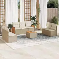 vidaXL 8-tlg. Garten-Sofagarnitur mit Kissen Grau Poly Rattan