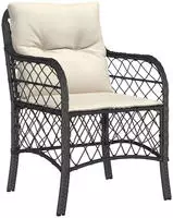 vidaXL 5-tlg. Garten-Essgruppe mit Kissen Schwarz Poly Rattan