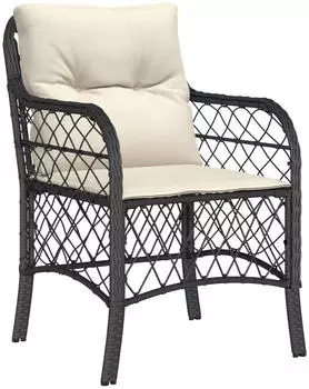 vidaXL Garten-Essgruppe 5-tlg. mit Kissen, Poly Rattan, Schwarz (3212083)