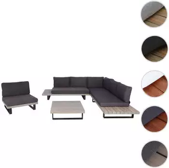 Mendler HWC-H54 Garten-Lounge-Set Akazienholz/Aluminium, Spun Poly, grau (HWC-H54)