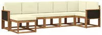vidaXL Outdoor-Sofagarnitur mit Kissen 7 pcs Natur und Creme Polyester