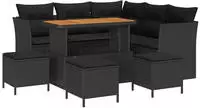 vidaXL Garten-Sofa-Set mit Kissen mit Speicher 9 pcs Schwarz