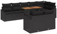 vidaXL Garten-Sofa-Set mit Kissen mit Kissen 9 pcs Schwarz und Braun