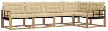 vidaXL Outdoor-Sofagarnitur mit Kissen 5-tlg. Wei&szlig;/Beige (3388691)