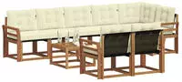 Outdoor-sofagarnitur Mit Kissen 9 Pcs Natur Und Creme Vidaxl