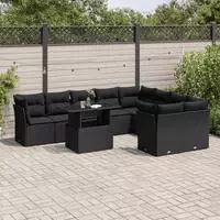 vidaXL 10-tlg. Garten-Sofagarnitur mit Kissen Grau Poly Rattan