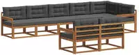vidaXL Outdoor-Sofagarnitur mit Kissen 8 pcs Natur und Anthrazit