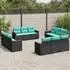 vidaXL Gartensofa-Set 12-teilig mit Kissen, schwarzes Polyrattan (3225833)