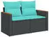 vidaXL Gartensofa-Set 12-teilig mit Kissen, schwarzes Polyrattan (3225833)