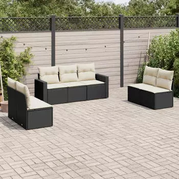 vidaXL Garten-Sofagarnitur 8-tlg. mit Kissen Hellgrau Poly Rattan (3251179)