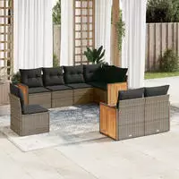 vidaXL 9-tlg. Garten-Sofagarnitur mit Kissen Schwarz Poly Rattan