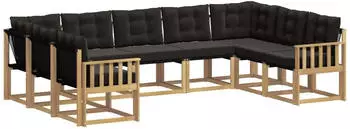 vidaXL Outdoor-Sofagarnitur mit Kissen 9-tlg. Wei&szlig;/Schwarz (3389858)