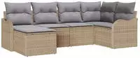 vidaXL Garten-Sofa-Set mit Kissen 6 pcs Beige und Hellgrau Poly Rattan