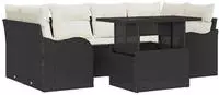 vidaXL Gartensofa-set mit Kissen mit Kissen 7 pcs Schwarz Poly Rattan