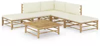 vidaXL 10-tlg. Garten-Lounge-Set mit Dunkelgrauen Kissen Bambus