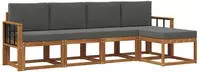 vidaXL Outdoor-Sofagarnitur mit Kissen 5 pcs Natur und Anthrazit