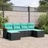 vidaXL Gartensofa-Set 6-teilig mit Kissen, Polyrattan Schwarz (3226218)