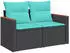 vidaXL Gartensofa-Set 6-teilig mit Kissen, Polyrattan Schwarz (3226218)