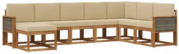 vidaXL Outdoor-Sofagarnitur 8-tlg. Akazienholz Natur/Beige (3385449)