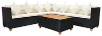 vidaXL 5-tlg. Garten-Lounge-Set mit Auflagen Poly Rattan Schwarz