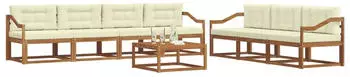 vidaXL Outdoor-Sofagarnitur mit Kissen, 8-tlg., Natur/Creme (3367313)