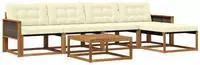 vidaXL Outdoor-Sofagarnitur mit Kissen 6 pcs Natur und Creme