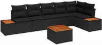 vidaXL Gartensofa-set mit Kissen mit Speicher 6 pcs Schwarz Polyrattan