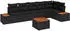 vidaXL Garten-Sofa-Set mit Kissen 7-tlg. Schwarz Polyrattan (3356768)