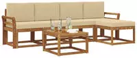 vidaXL Outdoor-Sofagarnitur mit Kissen 6 pcs Natur und Beige