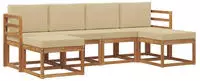 vidaXL Outdoor-Sofagarnitur 6 pcs Natur und Beige Holzwerkstoff
