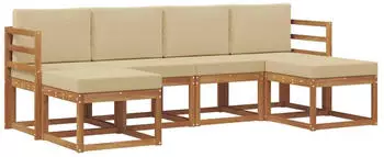 vidaXL Gartenlounge-Set 6-tlg. Holzwerkstoff Natur/Beige (3366766)
