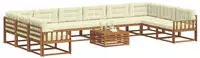 vidaXL Outdoor-Sofagarnitur mit Kissen 11 pcs Natur und Creme