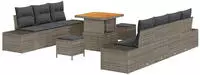 vidaXL Gartensofa-set mit Kissen 10 pcs Grau Poly-Rattan