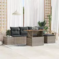 vidaXL Garten Essgruppe mit Kissen 6 pcs Grau und Braun