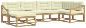 vidaXL Outdoor-Sofagarnitur mit Kissen 5-tlg. Polyester Wei&szlig;/Creme (3386704)