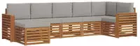 vidaXL Ecksofa Set 7 pcs Nat&uuml;rlich und Hellgrau Massivholz Akazie