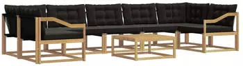 vidaXL Garten-Sofagarnitur 8-tlg. Wei&szlig;/Schwarz 79x79x37cm (3388526)