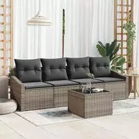 vidaXL Sofa Set 5 stk. Grau [Synthetisch]: Poly Rattan
